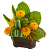 Nearly Natural 1730 Yellow Sunflowers Artificial Arrangement in Black Planter
