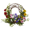 Nearly Natural 4988 22" Aritificial Spring Floral Wreath, Multicolor