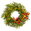 Nearly Natural 24`` Mixed Fern, Forsythia and Bird of Paradise Artificial Wreath