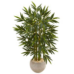 Nearly Natural 5824 4' Artificial Green Bamboo Tree in Sand Colored Bowl