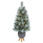 Nearly Natural T2275 3.5’ Frosted Artificial Christmas Tree with 50 Clear Lights