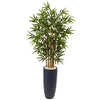 Nearly Natural 5819 4' Artificial Green Bamboo Tree in Gray Cylinder Planter