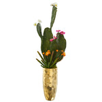 Nearly Natural P1257 30" Artificial Green Mixed Cactus Plant in Gold Planter