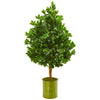 Nearly Natural 9373 56" Artificial Green Evergreen Tree in Metal Planter