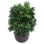 Nearly Natural 8675 32" Artificial Green Bamboo Palm Plant in Metal Bowl