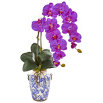 Nearly Natural 31`` Phalaenopsis Orchid Artificial Arrangement in Weathered Ocean Vase