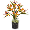 Nearly Natural 1466 Bird of Paradise in Black Glossy Cylinder