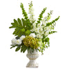Nearly Natural 1686 32" Mixed Artificial Flower Silk Arrangement in White Urn