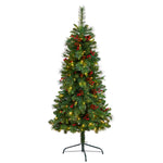 Nearly Natural T3317 5’ Christmas Tree with  Berries and 110 Lights and 223 Bendable Branches