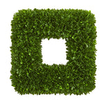 Nearly Natural 4233 17" Artificial Green Tea Leaf Square Wreath, UV Resistant Indoor/Outdoor