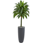 Nearly Natural 9266 5' Artificial Green Dracaena Plant in Gray Planter