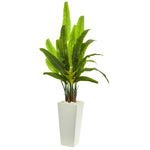 Nearly Natural 9269 69" Artificial Green Travelers Palm Tree in White Tower Planter