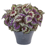 Nearly Natural 8793 22" Artificial Purple Begonia Plant in Gray Planter