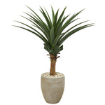 Nearly Natural 8093 3.5' Artificial Green Agave Plant in Sand Colored Planter
