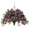 Nearly Natural P1070 27" Artificial Purple Fall Laurel Leaf with Berries Artificial Plant in Metal Hanging Bowl 