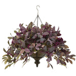 Nearly Natural P1070 27" Artificial Purple Fall Laurel Leaf with Berries Plant in Metal Hanging Bowl