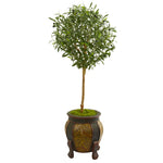 Nearly Natural 9225 49" Artificial Green Olive Tree in Decorative Planter