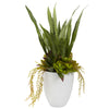 Nearly Natural 4960 30`` Mixed Succulent With White Planter