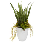 Nearly Natural 4960 30`` Mixed Succulent With White Planter