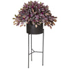 Nearly Natural P1102 49" Artificial Purple Fall Laurel Leaf with Berries Plant in Black Planter with Stand