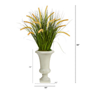 Nearly Natural P1553 34” Onion Grass Artificial Plant in Sand Colored Urn