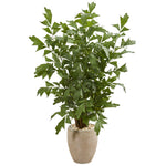 Nearly Natural 5675 5' Artificial Green Fishtail Palm Tree in Sand Colored Planter