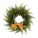 Nearly Natural 23``Assorted Fern and Lily Artificial Wreath