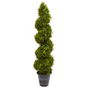 Nearly Natural 5475 Artificial Green Boxwood Spiral Topiary with Planter, (Indoor/Outdoor)