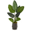 Nearly Natural 50`` Travelers Palm Artificial Tree in Ribbed Metal Planter