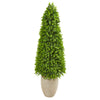 Nearly Natural 9401 52" Artificial Green Eucalyptus Topiary Tree in Sand Colored Planter (Indoor/Outdoor)