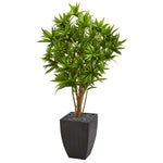 Nearly Natural 9050 5' Artificial Green Dracaena Tree in Black Planter