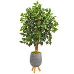 Nearly Natural T2474 4` Ficus Artificial Tree in Gray Planter with Stand