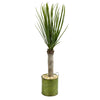 Nearly Natural 5792 3' Artificial Green Yucca Tree in Green Tin Planter