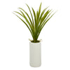 Nearly Natural 19``Grass Artificial Plant in White Planter