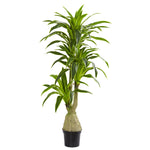 Nearly Natural 6409 6.5' Artificial Green Dracaena Plant in Black Pot
