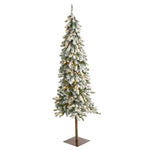 Nearly Natural 6` Flocked Alpine Christmas Artificial Tree with 200 Lights and 580 Bendable Branches