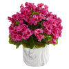 Nearly Natural Geranium Artificial Plant in Marble Finished Vase UV Resistant (Indoor/Outdoor)