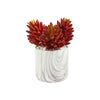 Nearly Natural 8700 10" Artificial Orange Succulent Plant in Marble Finish Vase