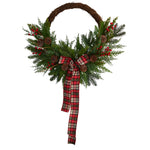 Nearly Natural W1261 28`` Artificial Christmas Wreath with Decorative Bow