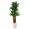 Nearly Natural T2181 5’ Dracaena Artificial Tree in White Planters