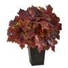 Nearly Natural 18`` Autumn Maple Leaf Artificial Plant in Embossed Black Planter