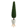 Nearly Natural T2200 6` Boxwood Topiary Artificial Tree in White Planter