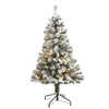 Nearly Natural 4` Flocked West Virginia Fir Artificial Christmas Tree with 100 Clear LED Lights