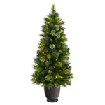 Nearly Natural T3267 4.5` Christmas Artificial in  Planter with 250 Bendable Branches and 100 Lights