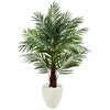 Nearly Natural 5985 4.5' Artificial Green Areca Palm Tree in White Oval Planter