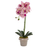 Nearly Natural 4248 20" Artificial Pink Designer Phalaenopsis Orchid Arrangement with Planter