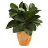 Nearly Natural 9245 29" Artificial Green Rubber Plant in Terra Cotta Planter