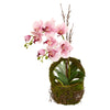 Nearly Natural 4290 20" Artificial PInk Phalaenopsis Orchid Arrangement in Twig Basket