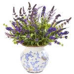 Nearly Natural 1949 17" Artificial Green & Purple Lavender Arrangement in Floral Vase