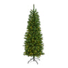 Nearly Natural 6` Slim Green Mountain Pine Artificial Christmas Tree with 250 Clear LED Lights